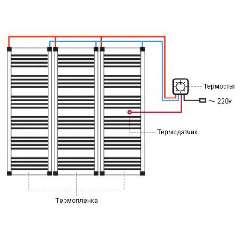 Как подключить теплый пол. Схема подключения пленочного пола к терморегулятору. Пленочный теплый пол схема соединения. Подключение инфракрасного тёплого пола к терморегулятору схема. Схема монтажа инфракрасного теплого пола.